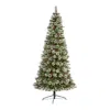Homplanti 8' Frosted Swiss Pine Christmas Tree 550 Clear Led & Berries