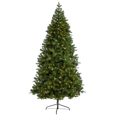 Homplanti 8' Grand Teton Flat Back Xmas Tree W/280 Leds And 1208 Tips In Green