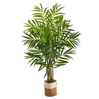 Homplanti 8' King Palm Tree In Handmade Natural Jute & Cotton Planter
