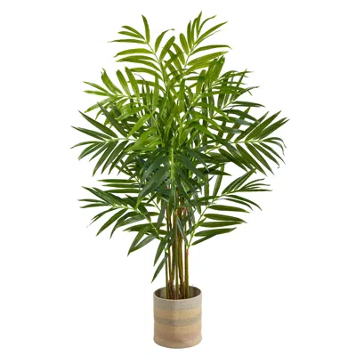 Homplanti 8' King Palm Tree In Natural Cotton Multicolored Planter