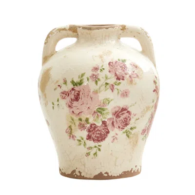 Homplanti 8" Tuscan Ceramic Floral Print Vase