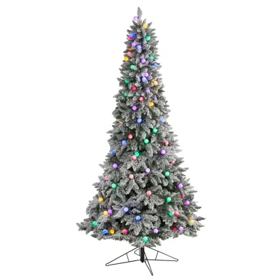 Homplanti 8.5' Flocked British Columbia Mountain Fir Christmas Tree