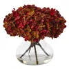 Homplanti 8.5" Hydrangea With Vase Silk Flower Arrangement Rust