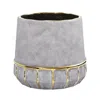 Homplanti 8.5" Regal Stone Decorative Planter With Gold Accents