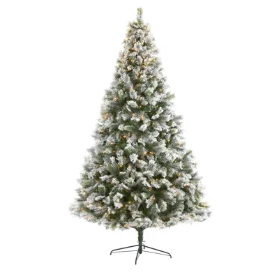 Homplanti 9' Flocked Oregon Pine Xmas Tree W/600 Lights And 1580 Tips
