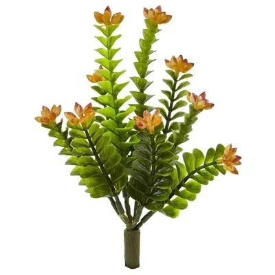 Homplanti 9" Flowering Sedum Artificial Plant (set Of 6) In Brown