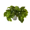 Homplanti 9" Pothos Artificial Plant In White Planter (real Touch)