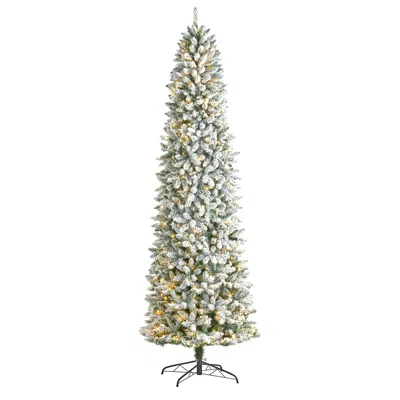 Homplanti 9' Slim Montreal Xmas Tree With 1860 Tips And 600 Lights In Blue