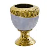 Homplanti 9.25" Regal Stone Urn With Gold Accents