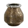 Homplanti 9.5" Textured Bronze Vase With Silver Rim