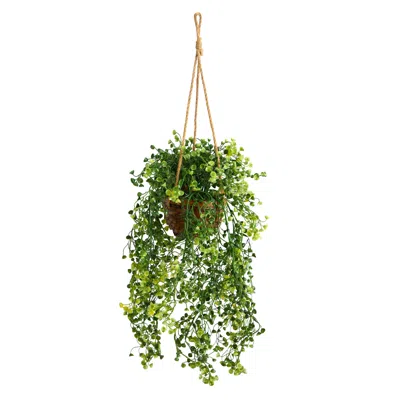 Homplanti Baby Tear Artificial Plant In Hanging Basket 20" In Green
