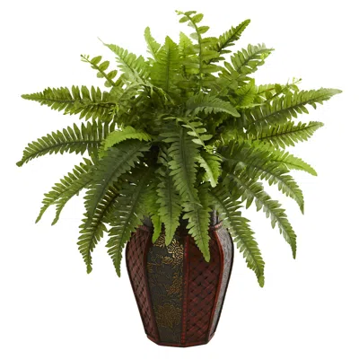 Homplanti Boston Fern Artificial Plant In Decorative Planter In Green