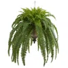 Homplanti Boston Fern Artificial Plant In Metal Hanging Bowl 39"