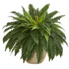 Homplanti Boston Fern Artificial Plant In Sandstone Planter 22"