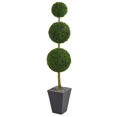 Homplanti Boxwood Topiary Tree In Planter Uv Resist (indoor/outdoor) In Burgundy