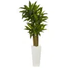 Homplanti Cornstalk Dracaena Artificial Plant In White Tower Planter 5'