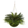 Homplanti Cycas Artificial Plant In Mossy Hanging Basket (indoor/outdoor)