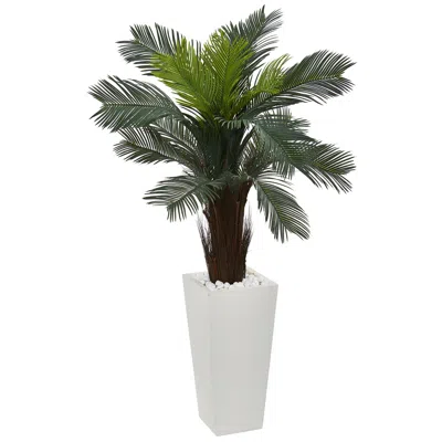 Homplanti Cycas Artificial Plant In White Tower Planter 4.5'