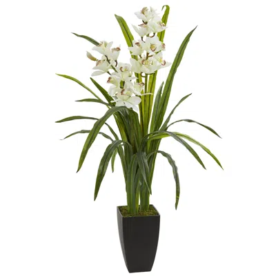 Homplanti Cymbidium Orchid Artificial Plant 39" In White