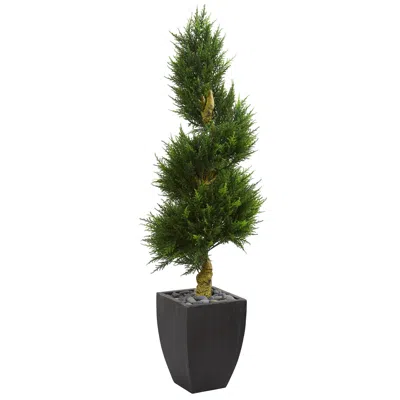 Homplanti Cypress Spiral Tree In Planter Uv Resistant (indoor/outdoor) In Green