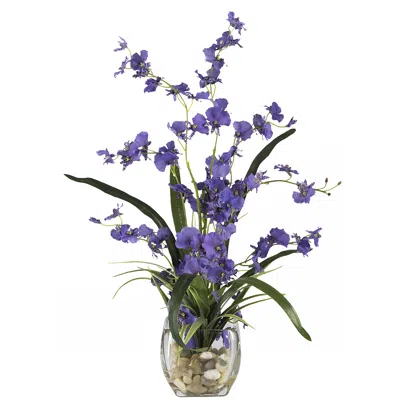 Homplanti Dancing Lady Orchid Liquid Illusion Silk Flower Arrangement In Blue