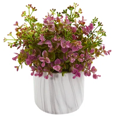 Homplanti Eucalyptus Artificial Plant In Marble Finished Vase