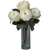 Homplanti Fancy Rose W/cylinder Vase Silk Flower Arrangement White