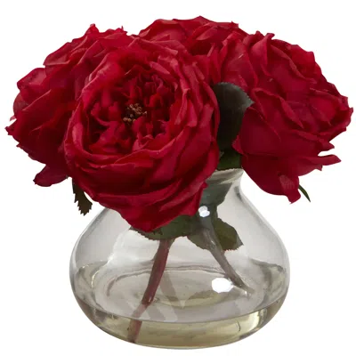 Homplanti Fancy Rose W/vase Red