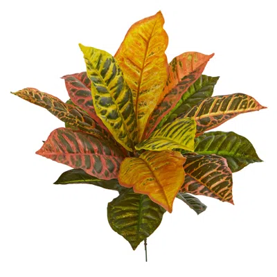 Homplanti Garden Croton Artificial Plant (real Touch) (set Of 6) 17" In Multi