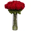 Homplanti Giant Rose Arrangement W/glass Vase