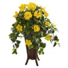 Homplanti Hibiscus Artificial Plant In Stand Planter