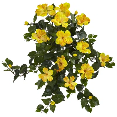 Homplanti Hibiscus Hanging Artificial Plant (set Of 2) 24" In Green