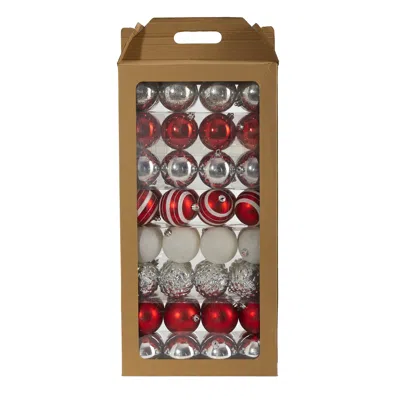 Homplanti Holiday Shatterproof 64 Count Xmas Tree Ornament Set 80mm