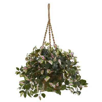 Homplanti Hoya Artificial Plant Hanging Basket In Green