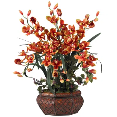 Homplanti Large Cymbidium Silk Flower Arrangement In Blue