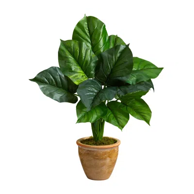 Homplanti Large Philodendron Leaf Artificial Plant In Decorative Planter 30"