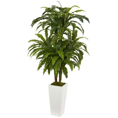 Homplanti Marginatum Artificial Plant In White Tower Vase