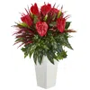 Homplanti Mixed Anthurium Artificial Plant In White Tower Vase