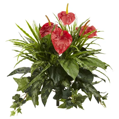 Homplanti Mixed Anthurium Artificial Plant (set Of 2) 24" In Green