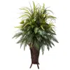 Homplanti Mixed Greens & Cattails W/stand Planter