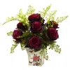 Homplanti Rose & Maiden Hair W/floral Planter Burgundy