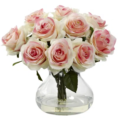 Homplanti Rose Arrangement W/vase Light Pink In Transparent