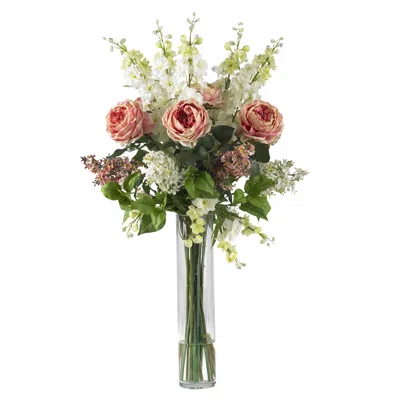 Homplanti Rose, Delphinium And Lilac Silk Flower Arrangement