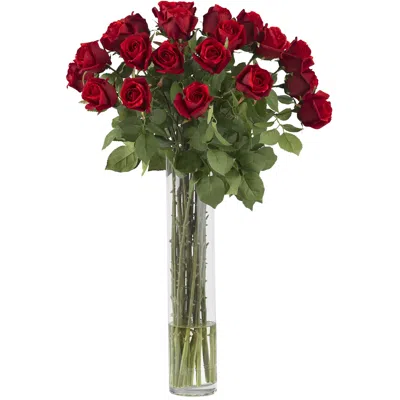Homplanti Rosebud W/cylinder Silk Flower Arrangement In Green