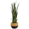Homplanti Sansevieria Artificial Plant In Boho Chic Handmade Cotton & Jute Woven Planter
