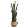 Homplanti Sansevieria Artificial Plant In Boho Chic Handmade Cotton & Jute Woven Planter