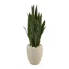 Homplanti Sansevieria Artificial Plant In Sand Colored Planter 40"