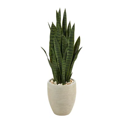 Homplanti Sansevieria Artificial Plant In Sand Colored Planter 40"