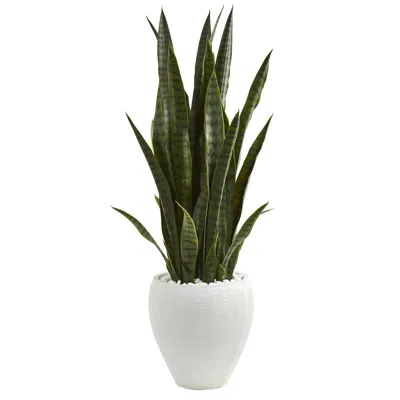 Homplanti Sansevieria Artificial Plant In White Planter 3.5'