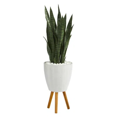 Homplanti Sansevieria Artificial Plant In White Planter With Stand 4'